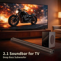 Barra de Sonido de 2.1 Canales para TV con Subwoofer de Bajos Profundos, Sistema de Altavoces Bluetooth para Cine en Casa