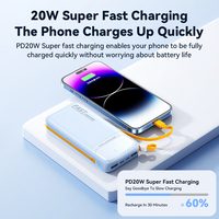 Un kit de banque d'alimentation en PVC léger et fin de 22.5W à charge super rapide de 20000mah avec câble de charge rapide intégré et affichage LED