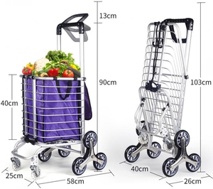 직원 이동 화물 트롤리 접이식 휴대용 계단 등반 카트 노인 슈퍼마켓 쇼핑 트롤리 - Product Image 1