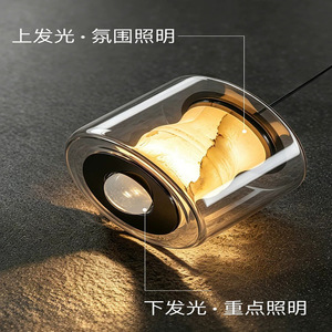 โคมไฟห้อยเพดานหินอ่อนสไตล์อิตาลี ปรับความสูงได้ โคมไฟแขวนห้องนอน - Product Image 3
