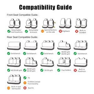 Coprisedili Auto Xiangta Set Completo in Pelle Traspirante Protezioni per Sedili Anteriori e Posteriori Adatti per la Maggior Parte dei Veicoli, SUV - Product Image 6