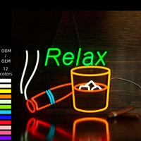 Enseigne néon LED Relax Whiskey & Cigar - Décoration personnalisée en acrylique pour bar, lounge, bureau, cave à homme et club 12V