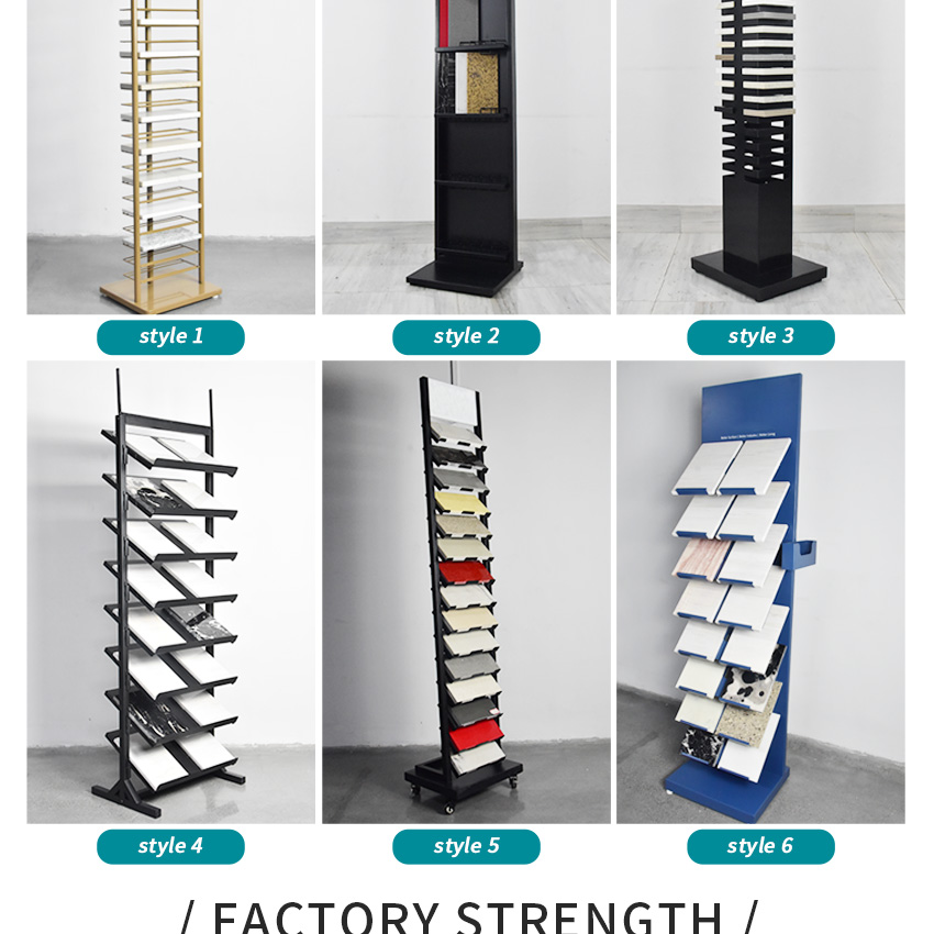 Custom 12 Tier Portable Quartz Tower Rack Granite Marble Showroom Display Racks Metal Ceramic Stone Floor Stand For Tile