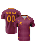 Maillot de football 2026 100% polyester OEM personnalisé pour équipe de club rouge jaune transfert thermique respirant col en V séchage rapide pour fans