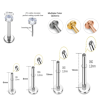 Kaishee ASTM F136 Titanio de Grado Implante 16G CZ Labret Helix Tragus Pendientes de Labio Joyería para Piercing Corporal