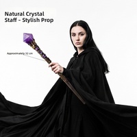 Sceptre Magique Naturel en Pierre de Cristal, Baguette de Fée Rétro, Accessoire Décoratif en Cristal Minéral Semi-Précieux