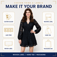 Robe mini trapèze sur mesure pour femme en dentelle florale, taille haute, avec bordure en dentelle assortie, coloration personnalisée, vente en gros OEM ODM