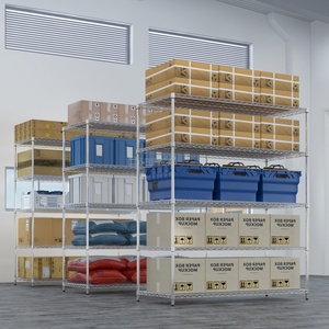 Estantes de apilamiento de almacenamiento ajustables personalizados Estante de alambre de acero de batería de 5 niveles cromado y estante para almacén - Product Image 3