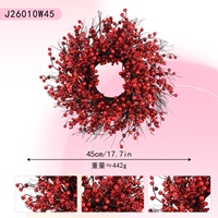 Corona Navideña Roja con Racimos de Bayas de Dos Tonos y Ramas Naturales de 18 Pulgadas OEM
