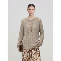 Cardigan en lin style Old Money à col rond et manches longues, tricot fin ajouré au crochet, coupe ample, idéal pour la climatisation