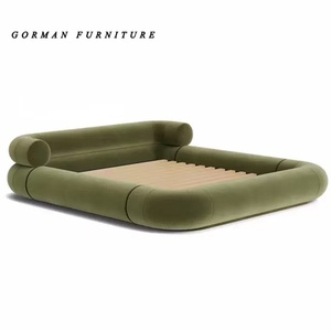 Juego de <span class=keywords><strong>Cama</strong></span> FrenchCreamWind, Diseño Moderno y Simple, Sofá de Exterior, <span class=keywords><strong>Cama</strong></span> de Madera con Respaldo Bajo para Dormitorio Principal, <span class=keywords><strong>Cama</strong></span> de Tela de Piso a Techo para Niñas - Product Image 4