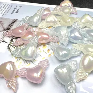 100pcs/bag Luminous Angel Wings Love Shape Acrylic Plastic & Lucite Beads for DIY Bracelet & Necklace Jewelry Making
