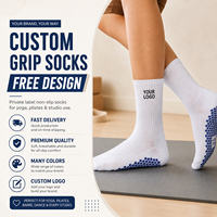 Chaussettes de yoga mi-mollet personnalisées pour femmes avec logo, en coton respirant, antidérapantes, pour le sport, le Pilates et le yoga en intérieur