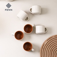 Tasses à café en céramique empilables FENN, prix d'usine, logo personnalisé imprimé, 70 ml, mini-tasses à expresso, tasses à café en céramique pour la maison et les cafés
