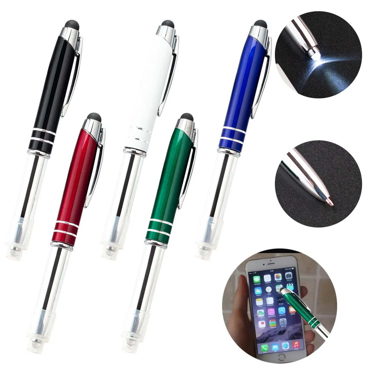 Einzigartiger Multifunktions-LED-Stift Promotion-Stift Led Light Metal Stylus Kugelschreiber mit kunden spezifischem