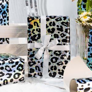 Holographic Leopard Print Wrapping Paper Roll 17 In X 32.8 Ft Shiny Silver Gift <b>Wrap</b> For Birthday Baby Shower <b>Bridal</b> Shower - Product Image 2