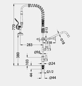 Rubinetto da Cucina Commerciale di Alta Qualità dal Design Moderno, Miscelatore per Lavello in Ottone Montato su Piano con Tubo Flessibile e Cartuccia in Ceramica - Product Image 5