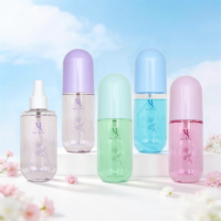 Flacon pulvérisateur ovale en PET de 200 ml, couleur macaron, vide, pour cosmétiques, nettoyant visage, brume tonifiante, impression sérigraphique personnalisée du logo