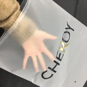 Özel çevre dostu müşteri kendi logo buzlu şeffaf EVA kaymak fermuarlı çanta plastik torba konfeksiyon aksesuarları için