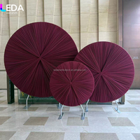 Toile de fond LEDA en tissu de soie de lait plissé, couleur personnalisée, avec support métallique, autoportante, de forme ronde, pour scène, en forme d'arche