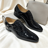Herren Lacklederschuhe Schwarz Spiegelglanz Oxford Schnürschuhe Spitze Zehe Wasserdicht Smoking Luxus Formelle Anzugschuhe