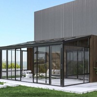 Véranda moderne préformée personnalisée en aluminium Serre indépendante imperméable Cour Verre creux en vente