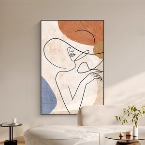 Peinture abstraite de portrait sur toile, encadrée dans un cadre en alliage d'aluminium, pièce unique, art mural à suspendre pour salon, fond de canapé - Product Image 4