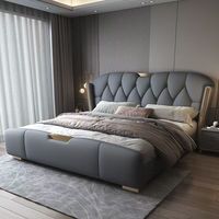 Lit King Size en Bois au Design Italien Moderne, Vente en Gros, Meuble de Chambre à Coucher en Cuir pour Hôtel, Design Moderne et Abordable
