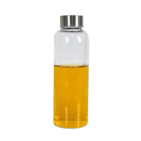 JM Bouteilles en verre transparent de 18 oz avec couvercles, bouteilles d'eau naturelles sans BPA, écologiques, réutilisables et rechargeables pour jus de fruits à large bouche