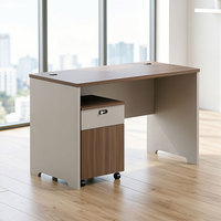 Bureau de travail moderne et simple avec armoire de rangement à roulettes et verrouillage, plateau épais E0, pour la maison ou l'entreprise, deux configurations de rangement au choix