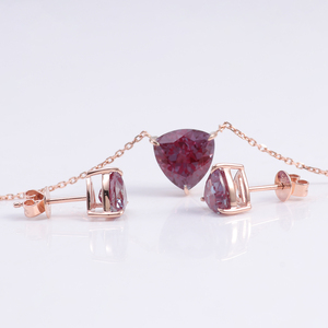 Joyería de 14K, pendiente de Alejandrita de corte <span class=keywords><strong>Trillian</strong></span> de 6,5mm con pendiente de oro rosa Real de 14K, conjunto de joyas de piedras preciosas para mujer - Product Image 4