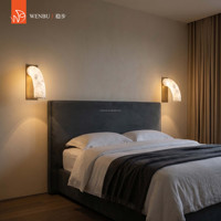Lampe de table moderne en albâtre espagnol courbé, finition laiton chaud, pour hôtel de luxe, villa, salon