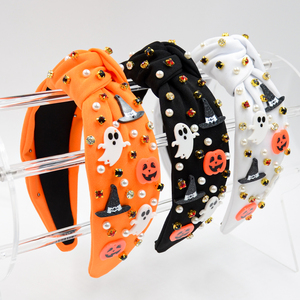Fasce per capelli annodate con ciondoli fantasma e zucca di Halloween, cerchietti multicolori, accessori per capelli per le festività - Product Image 4