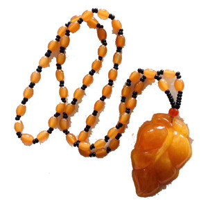 ผู้ผลิตเครื่องประดับ YL ขายส่งสร้อยคอพลาสติกสำหรับผู้หญิง จี้อำพันยาว สไตล์วินเทจ ลูกปัดสไตล์ชาติพันธุ์ เสื้อผ้าฝ้ายลินิน - Product Image 5