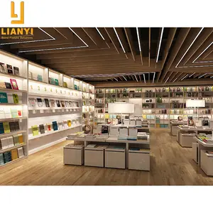 LY kitap dükkanı iç tasarım fikirleri ticari kitapçı mobilya zemin kütüphane kitap ekran standı