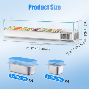 Mesa refrigerada comercial para ensaladas, ideal para tiendas de té con leche y restaurantes, para la preparación de ingredientes. - Product Image 3