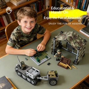 Meilleures ventes : Blocs de construction à petites particules, modèle de moto chenillée et de tente militaire, ornement, cadeau commémoratif bancaire, jouet d'assemblage - Product Image 2