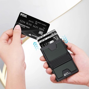 Portefeuille en aluminium anti-RFID pour hommes avec porte-cartes de poche avant, porte-billets et plaque arrière gravée - Product Image 2