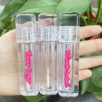 Tubes d'emballage carrés transparents en PETG personnalisables pour brillant à lèvres, flacons transparents pour huile à lèvres, mini tubes de brillant à lèvres avec applicateur