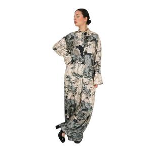 Pantalon pour femme Zahjr, beige, vert, imprimé floral, jambe large, taille haute, décontracté - Product Image 4
