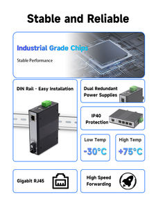Redundanter Industrieller Medienkonverter 1 SFP + 4 Gigabit-Ports Dual <span class=keywords><strong>9</strong></span>-57VDC Eingang DIN-Schiene -40~75 ° C für Mission-kritische Verbindungen - Product Image 2