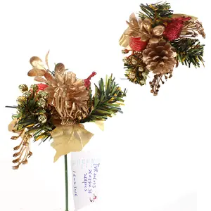 christmas pick Christmas decoration supplier artificial pine cone christmas picks red white