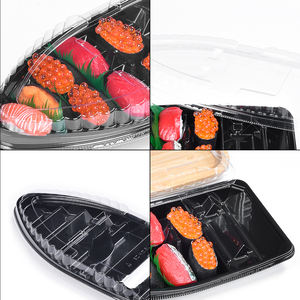 Paquet Sunzza vente en gros de matériaux noirs jetables pour animaux de compagnie de grande taille bateau à sushi en plastique pour fête/<span class=keywords><strong>restaurant</strong></span> à emporter - Product Image 3