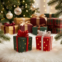 Décoration de Noël 2026 avec éclairage pour bureau ou table, ornements de table, boîte cadeau sous le sapin de Noël, en stock