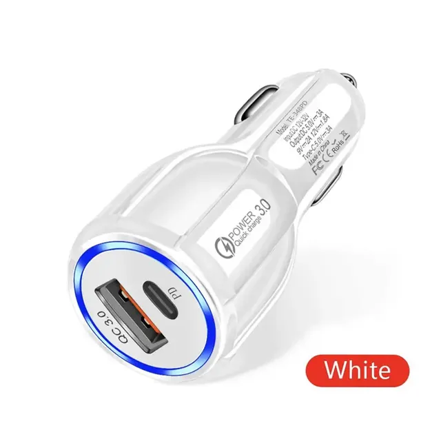 USB QC3.0 Car Adapter PD18W USB C Car Phone Charger Dual Ports PD Car Charger Cigarette Lighter Socket Power Adapter