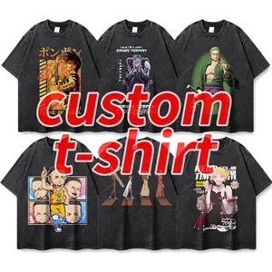 Dtg Custom Anime Graphic 260 Gsm Oversize Cotton Simple Vintage Acid Washed magliette uomo Vente En Gros China