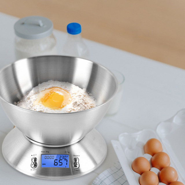 Digital Food Scale with Precise Graduation LCD Display Stainless Steel Portable Kitchen Cooking Scale for Baking Food Scale