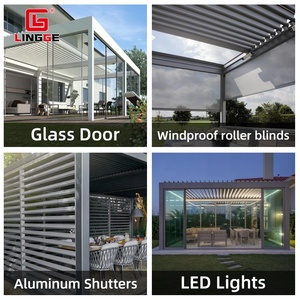 Gazebo retráctil <span class=keywords><strong>de</strong></span> resistencia al viento totalmente abierto superior con luces LED Fácil instalación Gazebo <span class=keywords><strong>de</strong></span> jardín ecológico al aire libre - Product Image 4