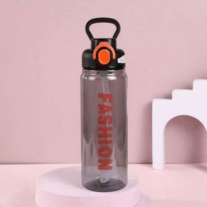 Fashion One Button Reusable Waterproof Food Safe BPA Free Plastic Outdoor Use Unisex Modern Design Push Button Cap with Straw - Product Image 4