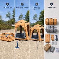 Abri dôme gonflable d'extérieur pliable en tissu TC coton, 15 cm, avec colonne d'air, grande capacité, protection solaire portable